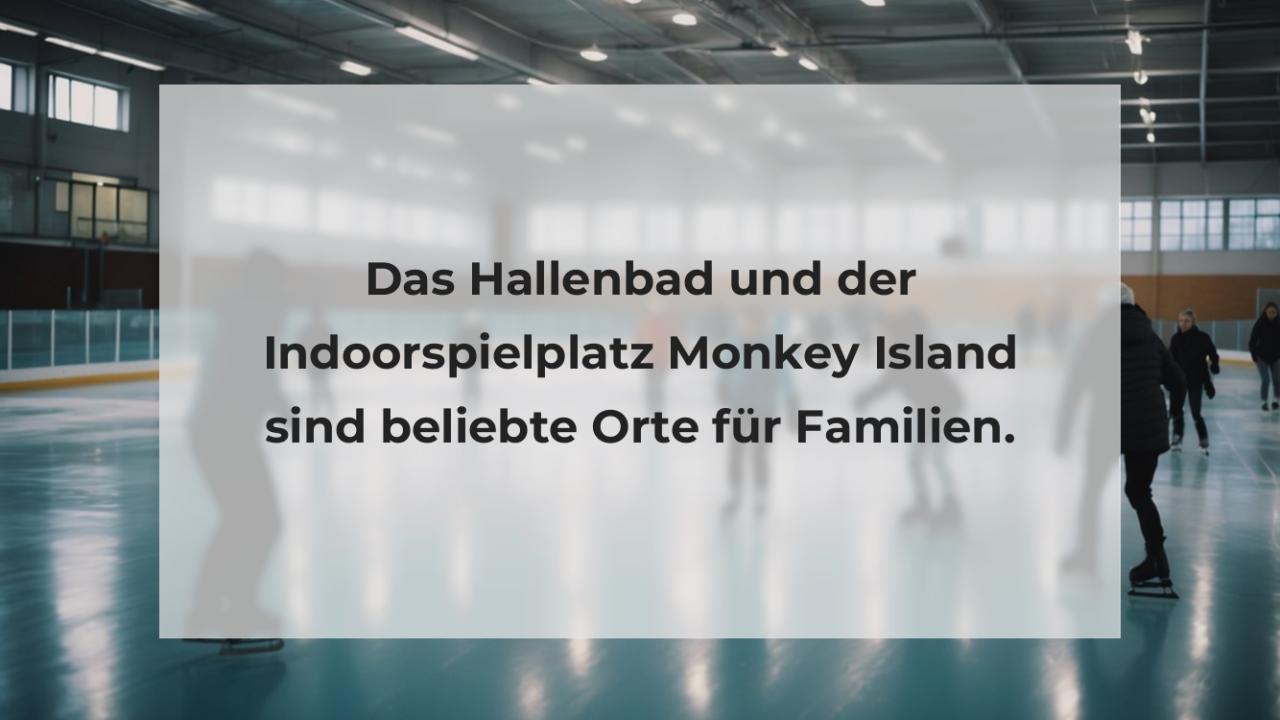 Das Hallenbad und der Indoorspielplatz Monkey Island sind beliebte Orte für Familien.